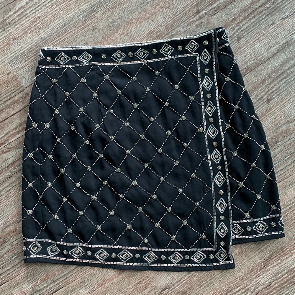 Black Wrap Design Mini Skirt